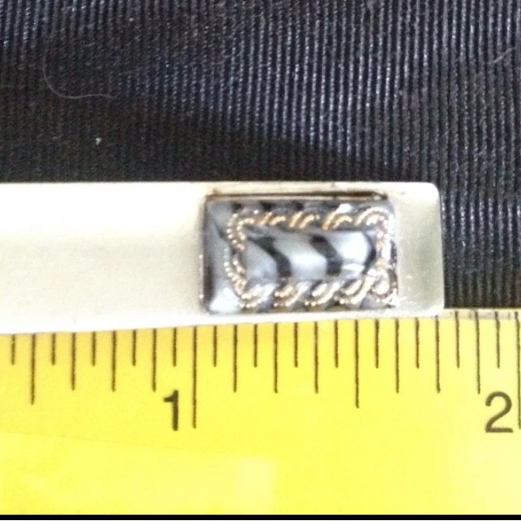 Silver Tone Black & White Enamel Tie Clip
